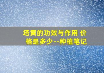 塔黄的功效与作用 价格是多少--种植笔记